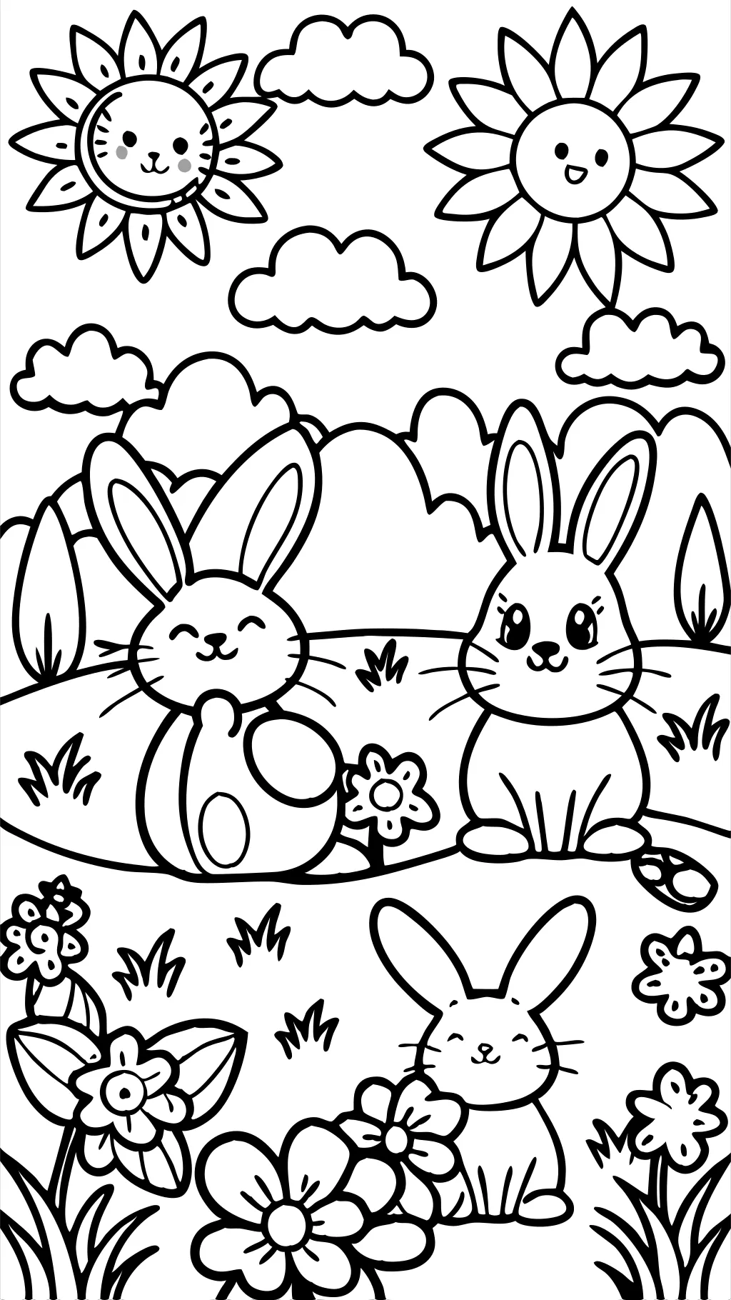 coloriages de lapins ensoleillés